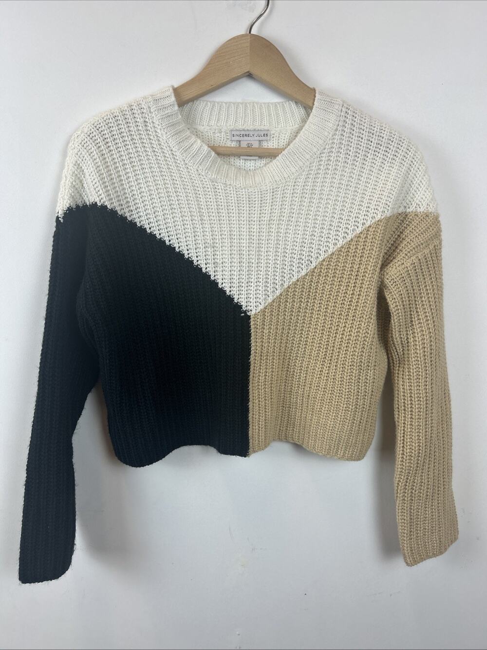 Sincerely Jules Colorful Multicolor Knit Cropped Pullover Sweater Size S